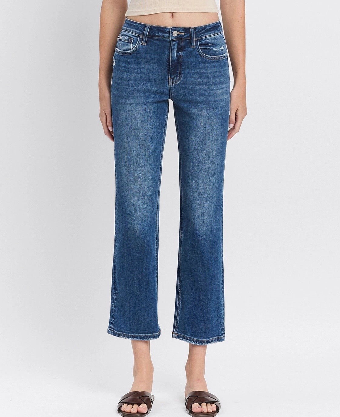 High Rise Ankle Straight Leg Jean-Charming