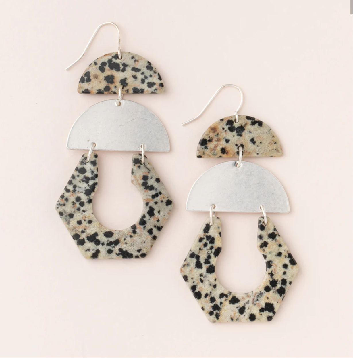 Stone Cutout Earring - Dalmatian Jasper/Silver