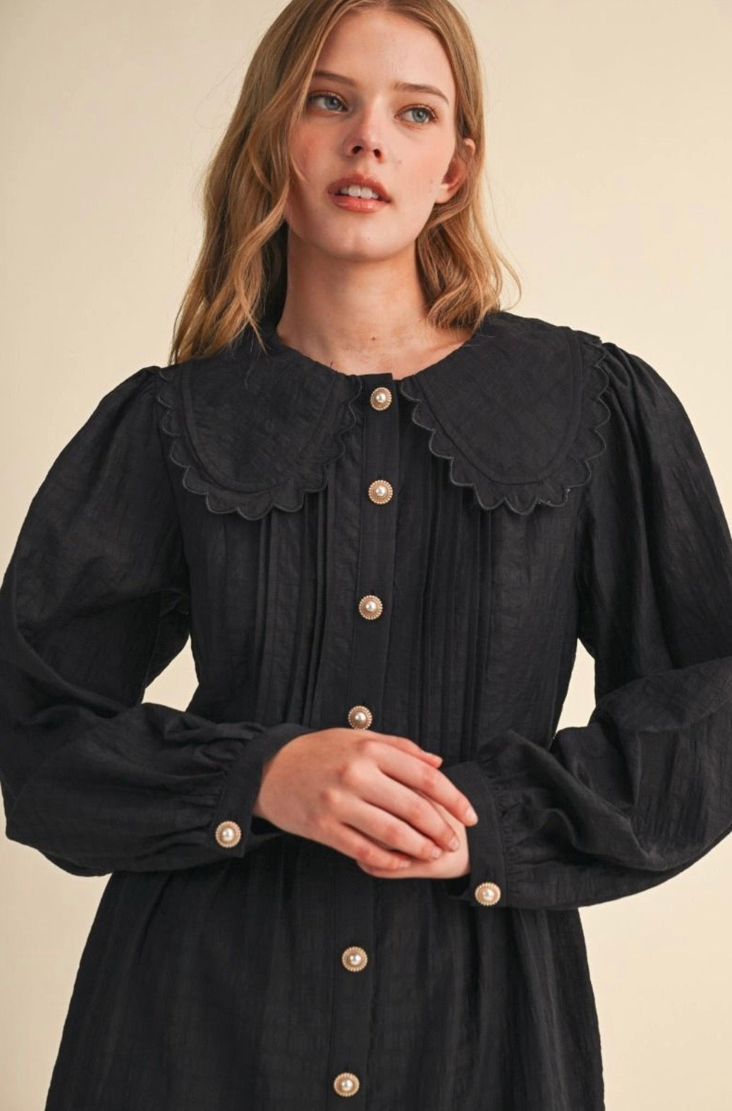 Scallop Collar Mini Dress
