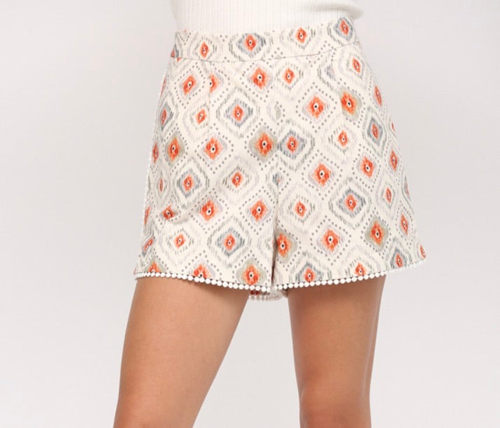 Ikat Print Shorts