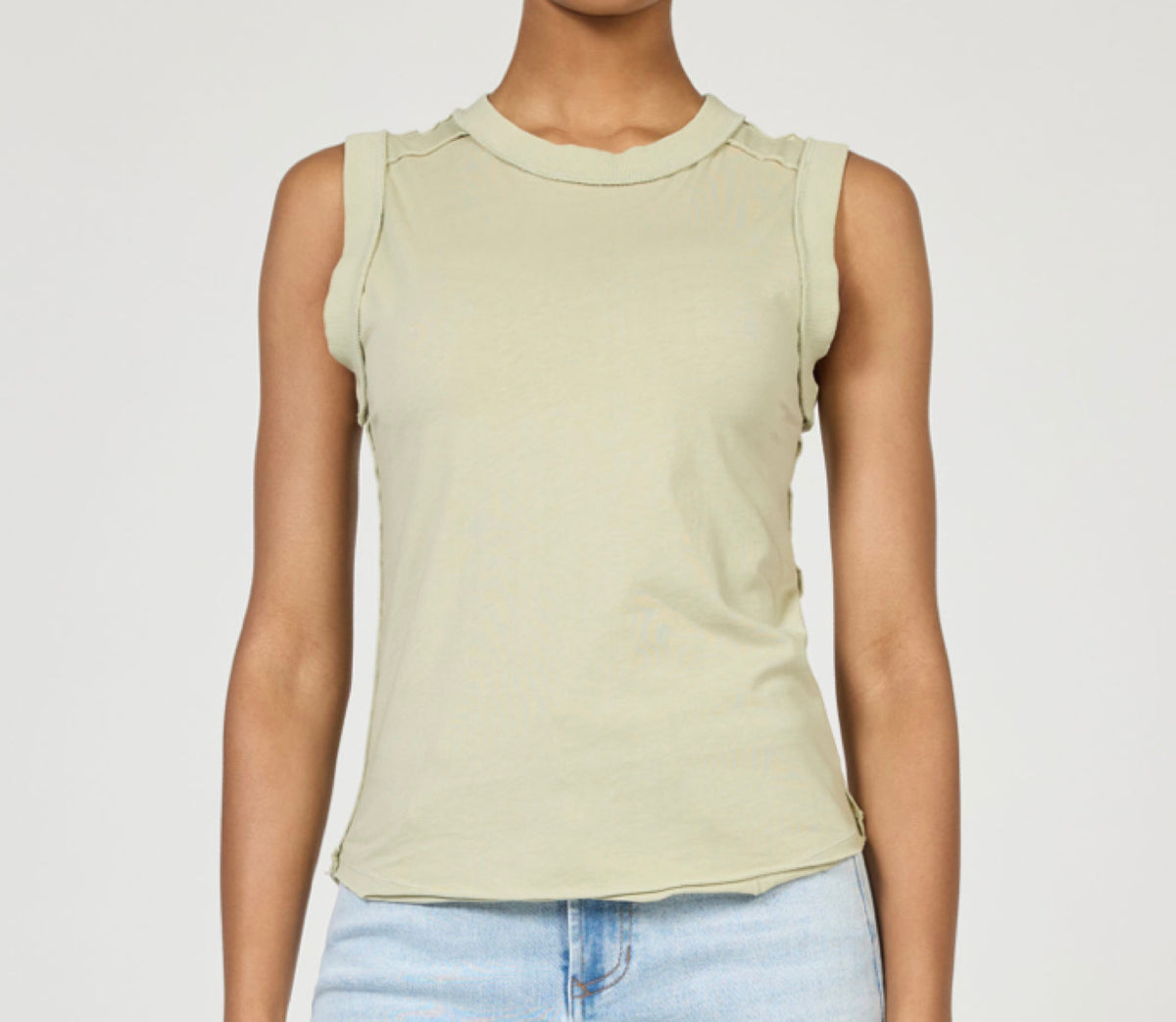 Zo round neck sleeveless tank-abbey stone