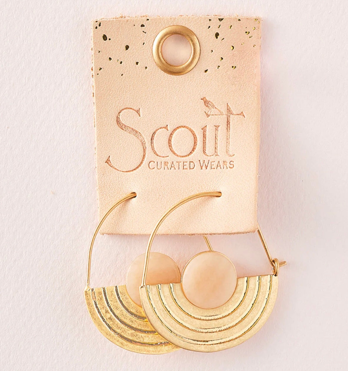 Stone orbit earring-Sunstone/Gold