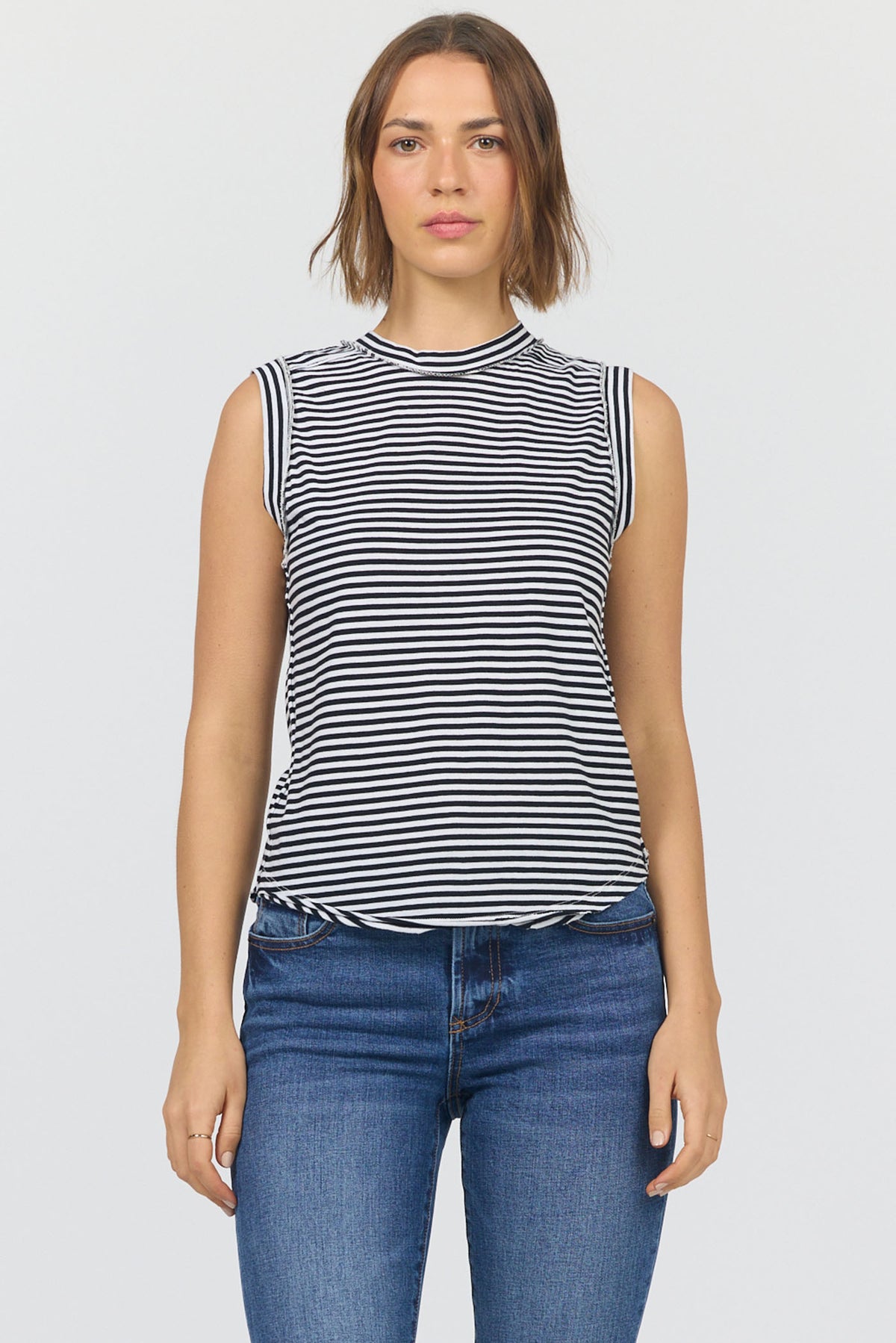 Zo Tank- Blk/Wht Stripe
