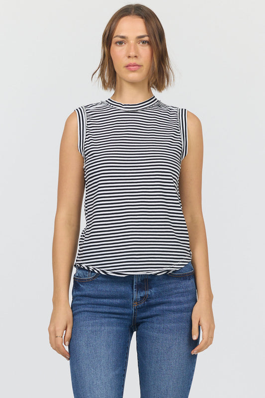 Zo Tank- Blk/Wht Stripe