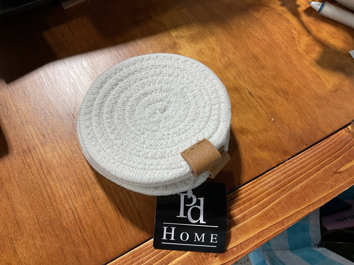 Round white coasters