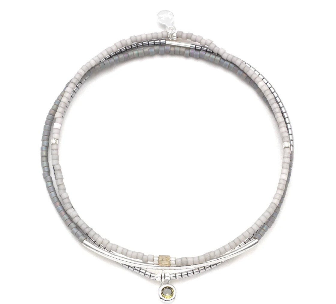Tonal Chromacolor Miyuki Bracelet Trio - Frost/Silver