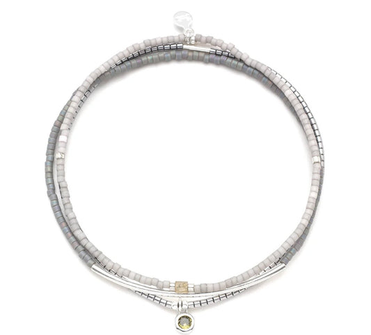 Tonal Chromacolor Miyuki Bracelet Trio - Frost/Silver