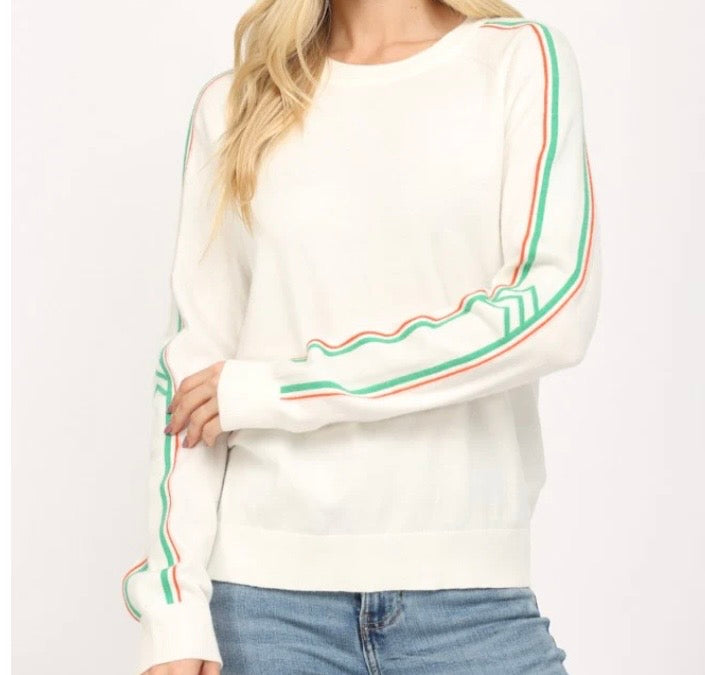 Stripe Detail Crewneck Sweater
