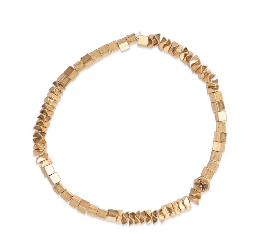 Mini Metal Stacking Bracelet - Geometric Gold