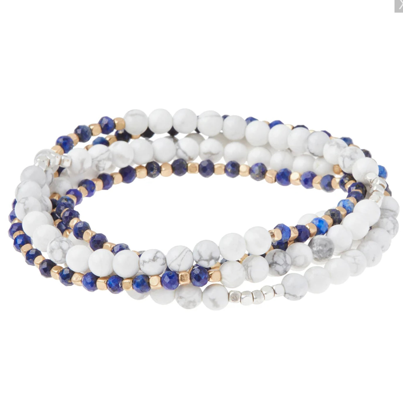 Stone Duo Wrap Bracelet/Necklace - Howlite & Lapis