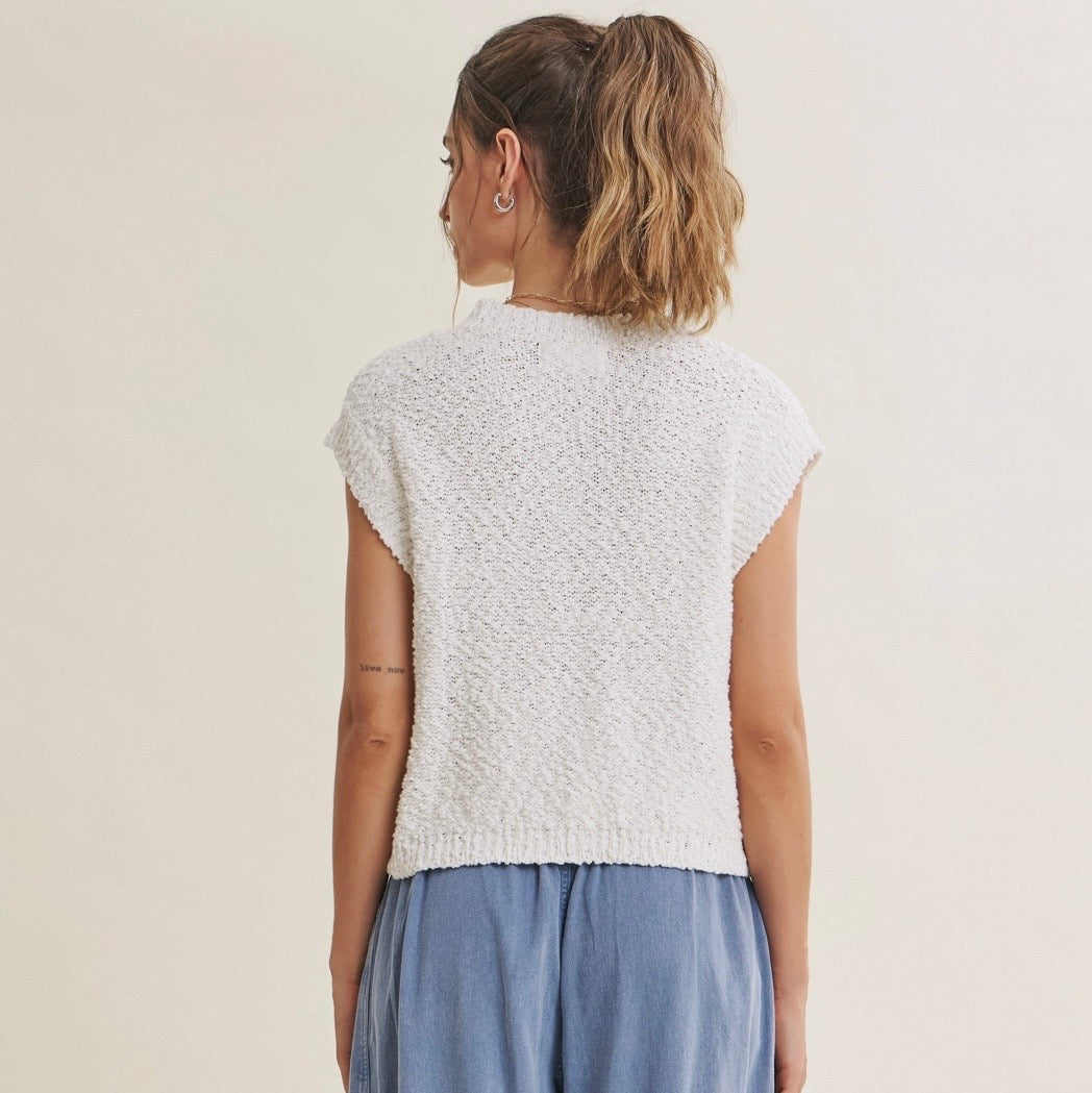 Textured Sweater Top- Off White