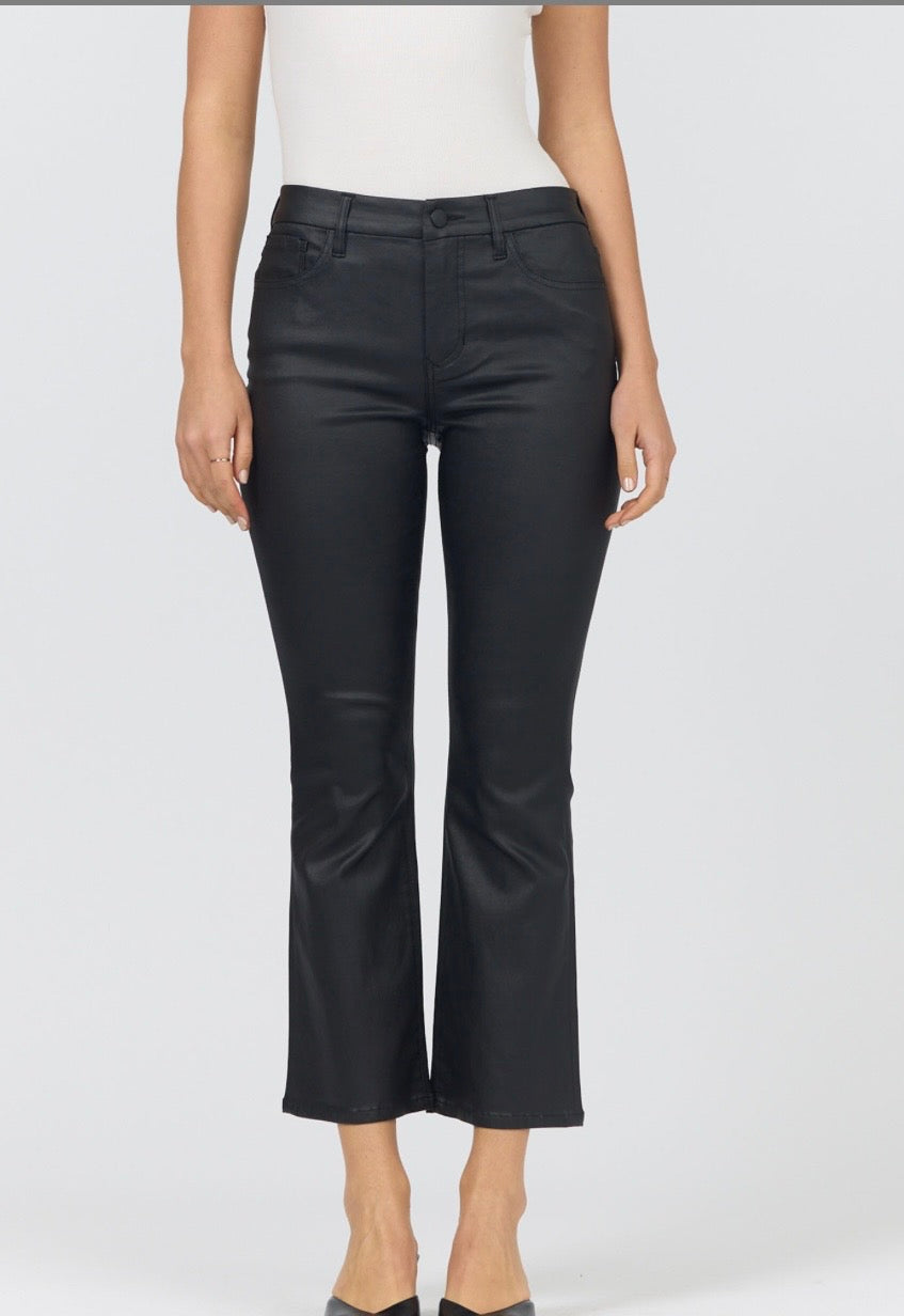 Jeanne Cropped Jeans-Black Coated