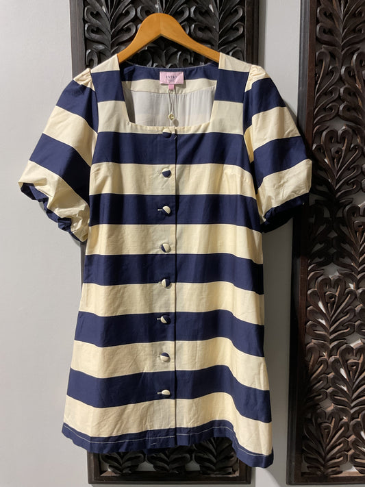 Stripe Dress w/Puff Sleeve