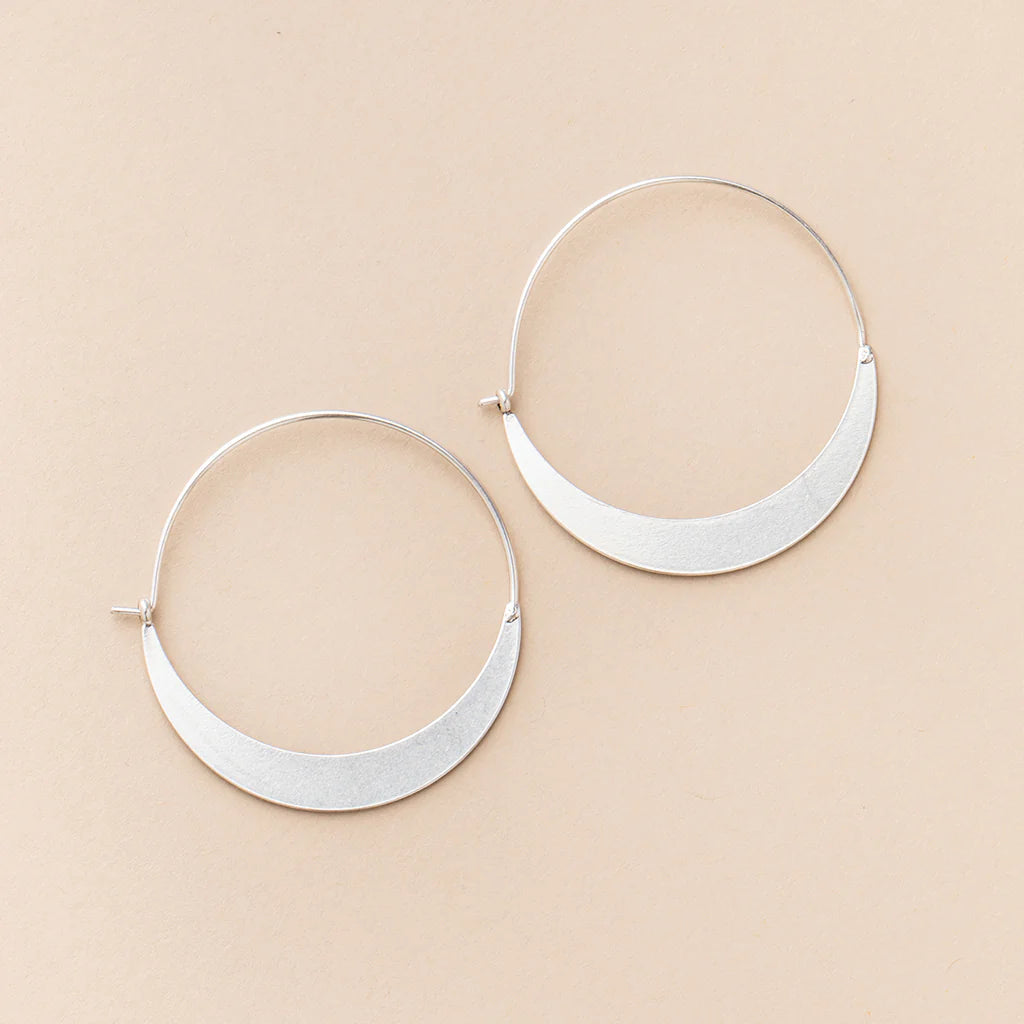 Refined Earring Collection - Crescent Hoop/Silver