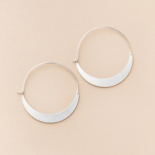 Refined Earring Collection - Crescent Hoop/Silver