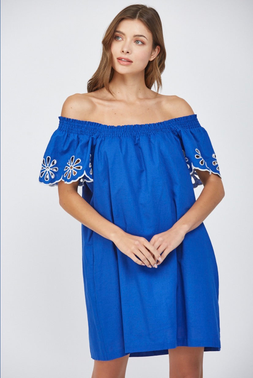 Embroidered Sleeve Linen Dress