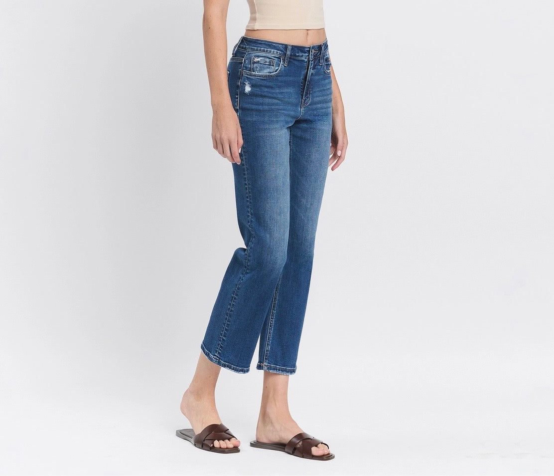 High Rise Ankle Straight Leg Jean-Charming