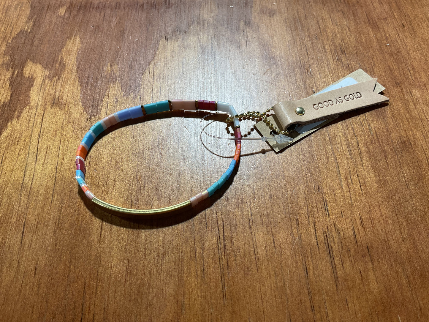 Good Karma Miyuki Bracelet-Good As Gold Aqua/Multi/Gold