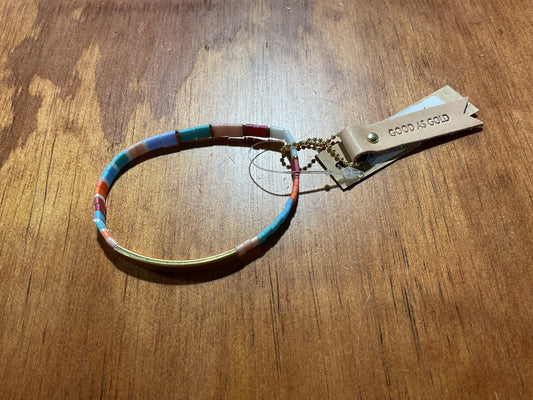 Good Karma Miyuki Bracelet-Good As Gold Aqua/Multi/Gold