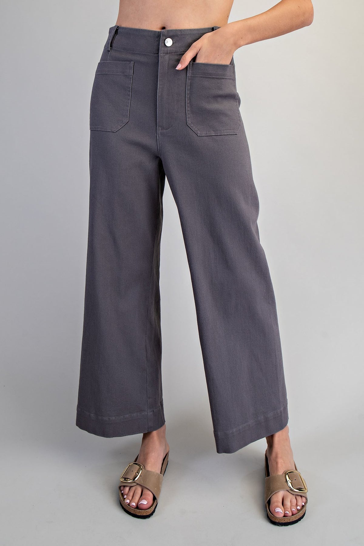 Wide Leg Pants- Misty Gray