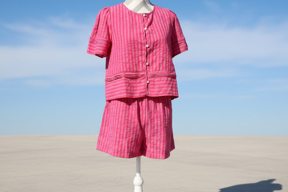 Stripe Shorts Set-Pink