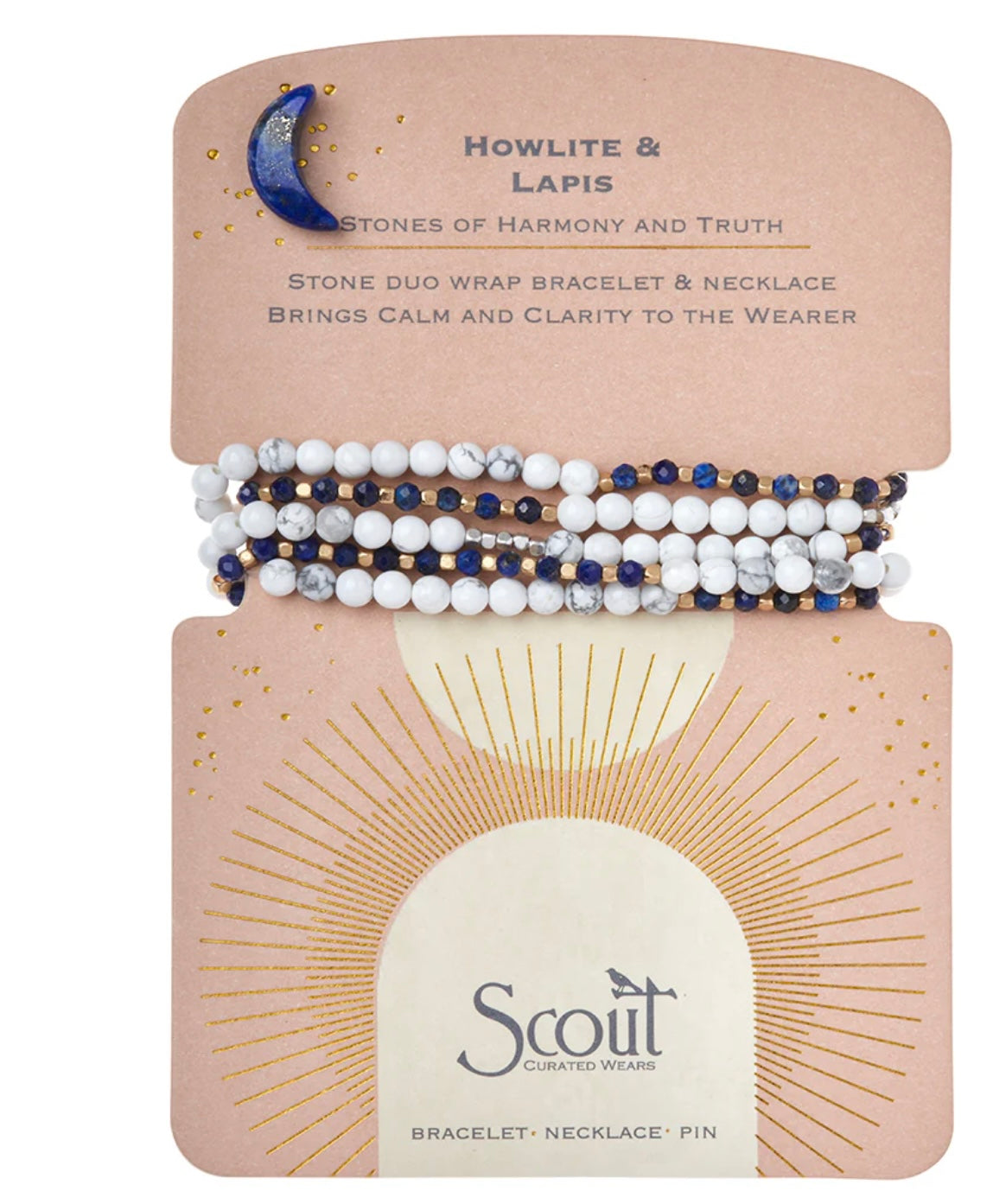 Stone Duo Wrap Bracelet/Necklace - Howlite & Lapis