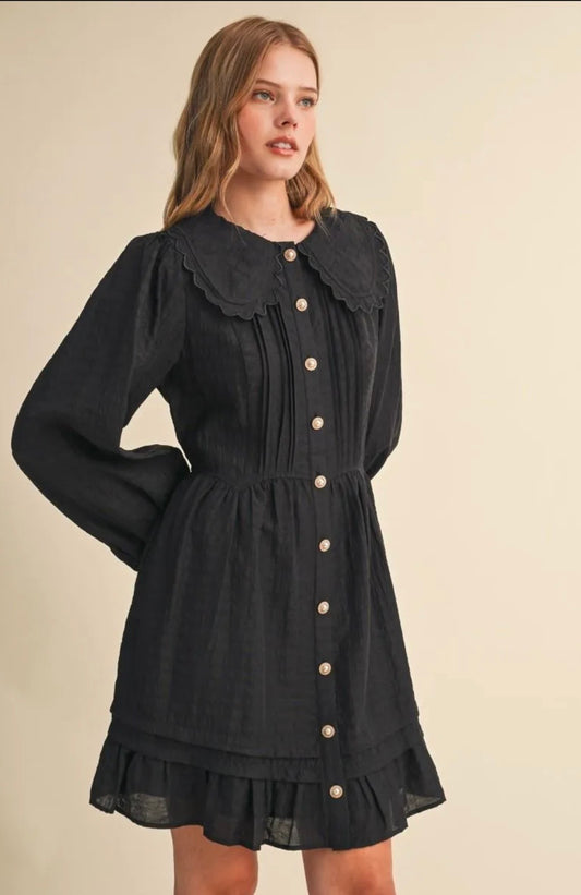Scallop Collar Mini Dress