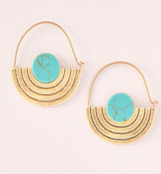 Stone orbit earring-Turquoise/Gold