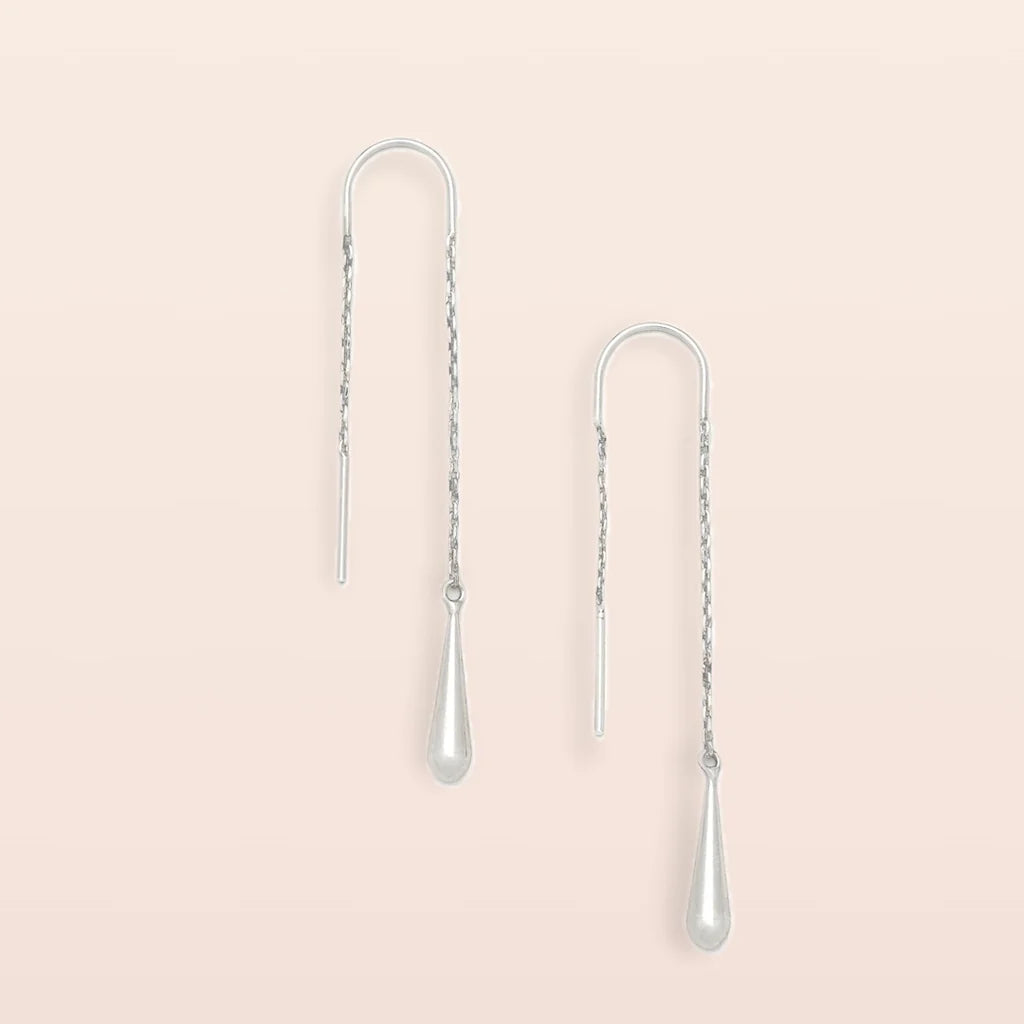 Refined Earring Collection - Teardrop Threader/Silver