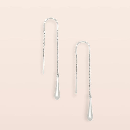 Refined Earring Collection - Teardrop Threader/Silver
