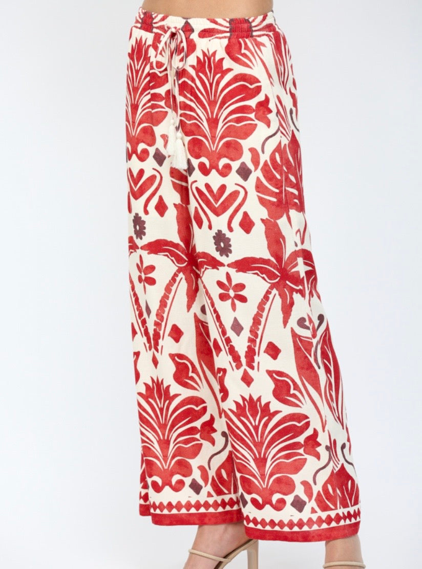 Geo Print Wide Leg Pant