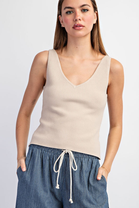 V-Neck Ribbed Tank Top