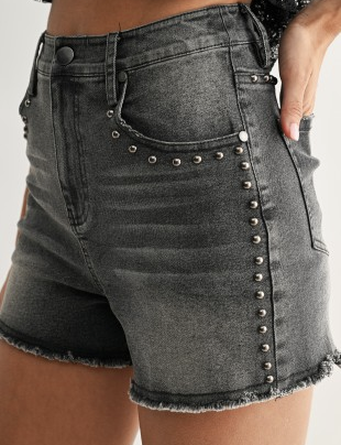 Black Denim Shorts w/Studs