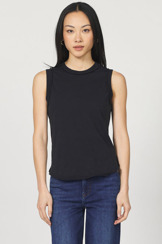 Zo round neck sleeveless tank-black
