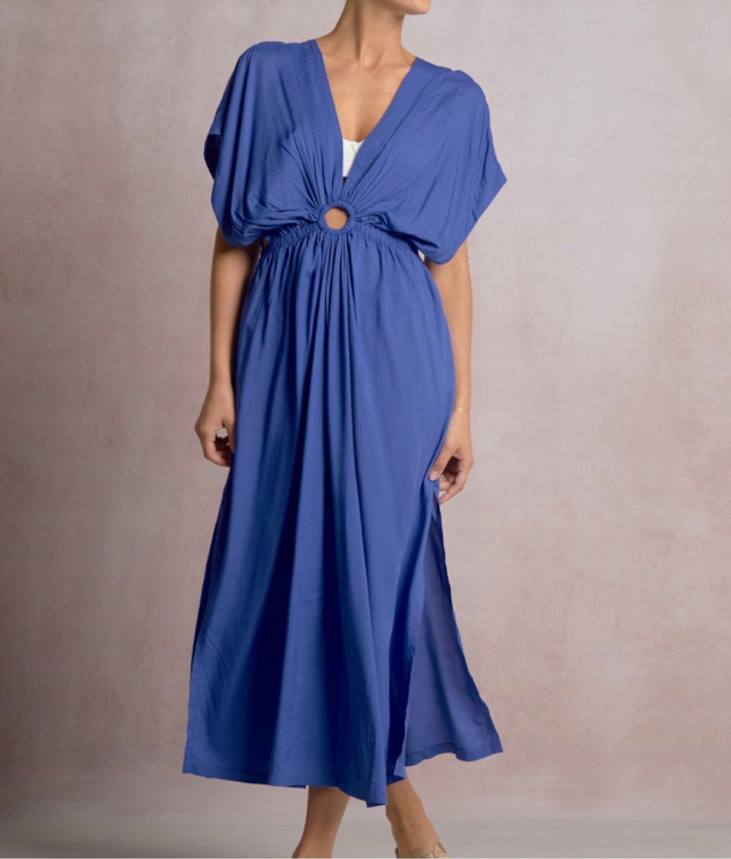 Maxi Dress w/Ring Detail-Sapphire Blue