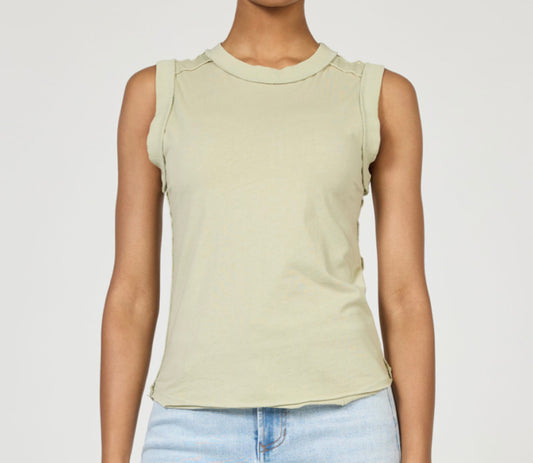 Zo round neck sleeveless tank-abbey stone